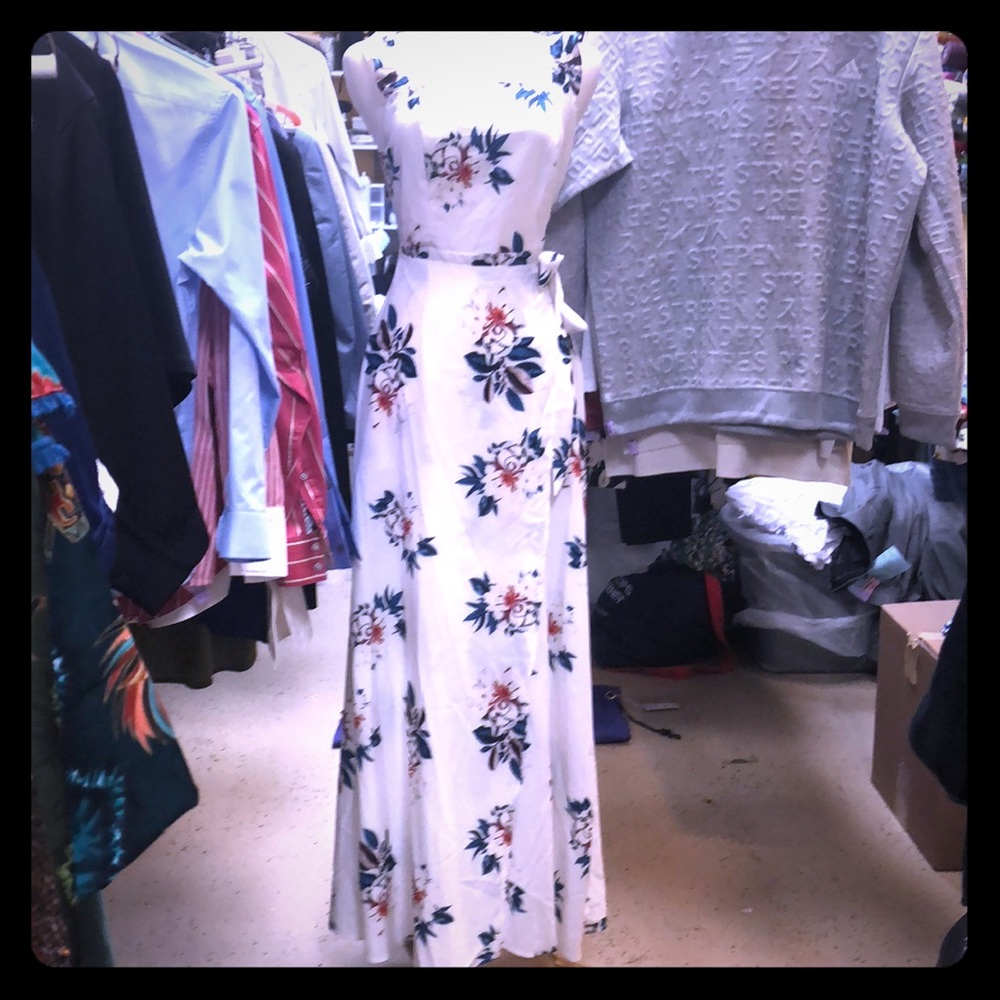 White with blue flowers maxi dress.
